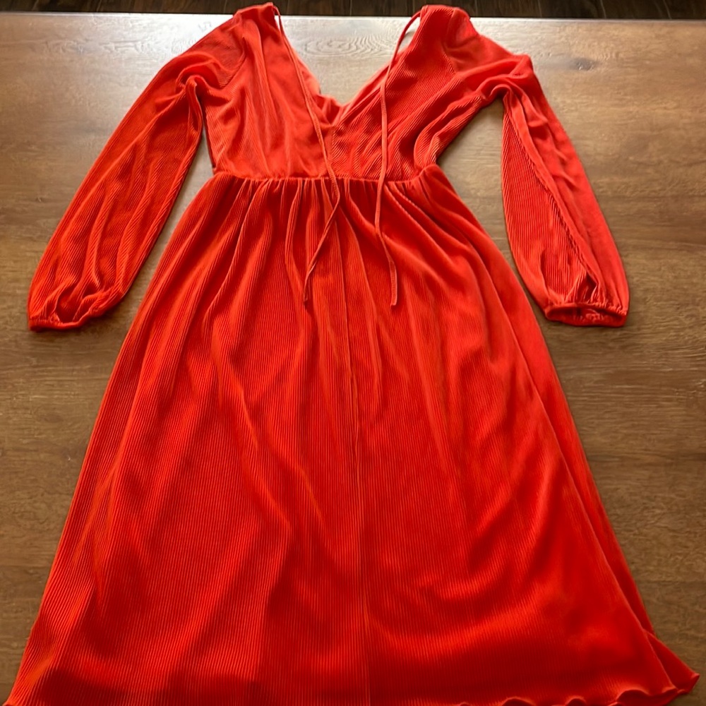 Orange Vintage Plunge Neck Dress